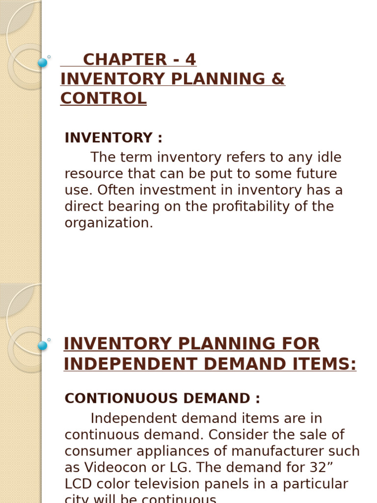 Inventory Planning and Control Guide | PDF | Inventory | Demand