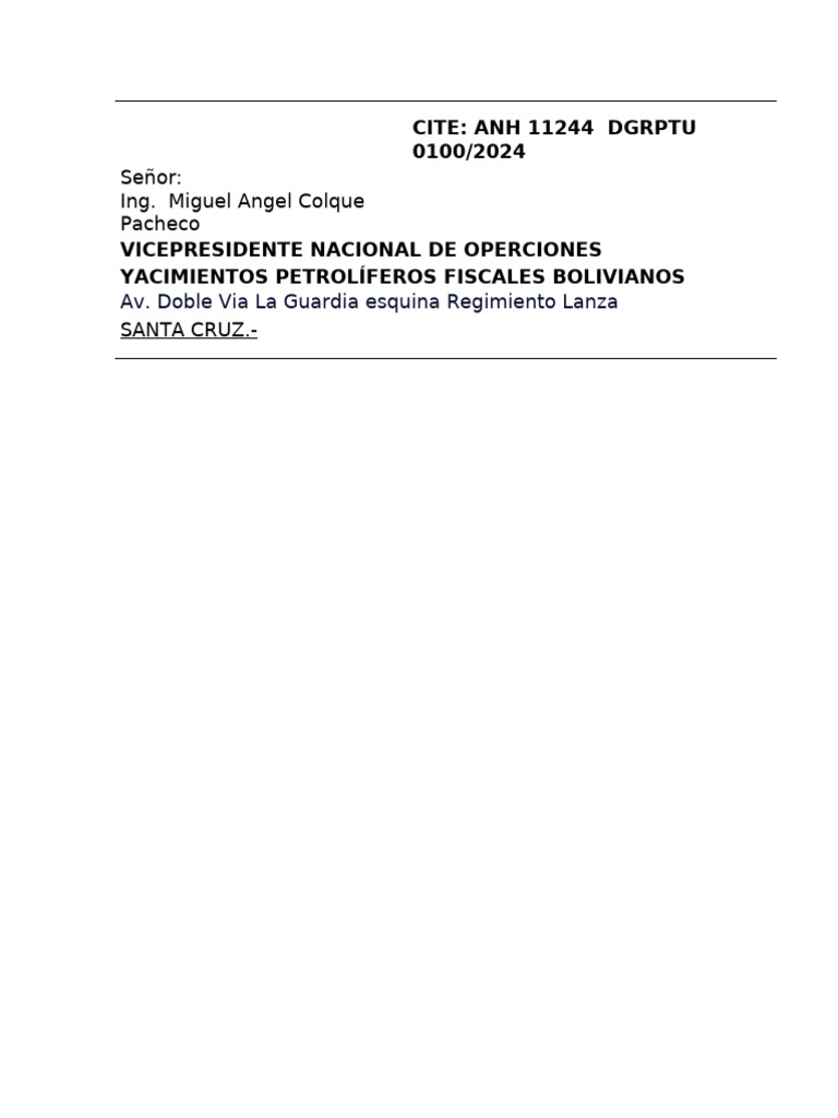 Rotulo Vice Nacion Ope Ypfb | PDF