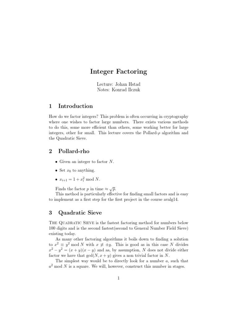 Factoring Large Numbers in Cryptography | PDF | Matrix (Mathematics ...