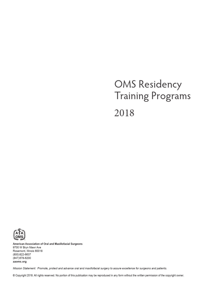 2018 Aaomresidency Omsprogram | PDF | Oral And Maxillofacial Surgery ...