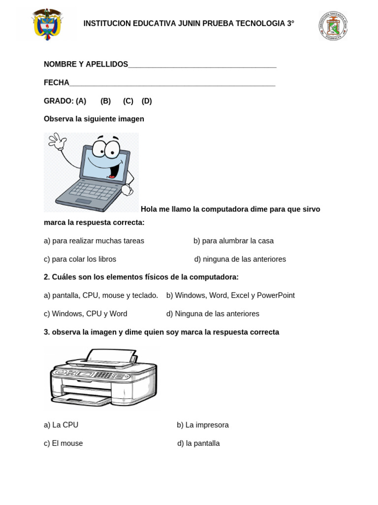 Prueba Tipo Icfes Grado Tercero Tecnologia | PDF