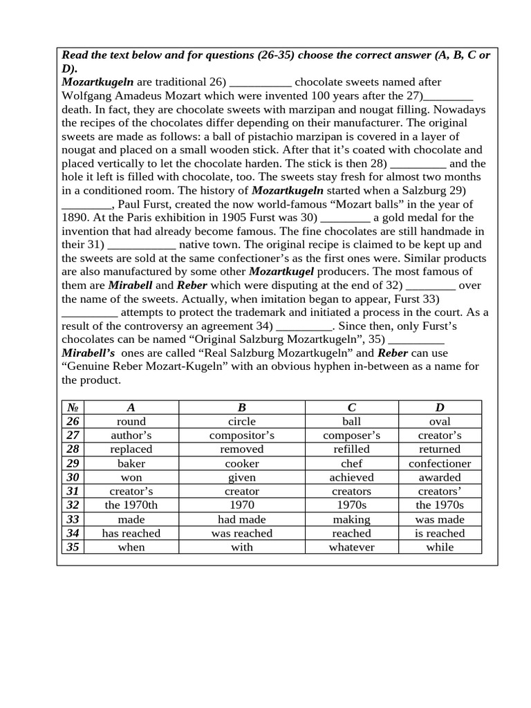 Test 2 Task 5 | PDF | Confectionery | Chocolate