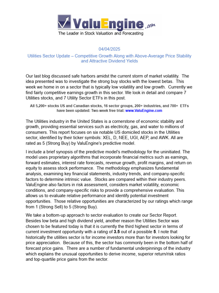 Utilities Sector Growth & Stability Insights | PDF | Exchange Traded ...