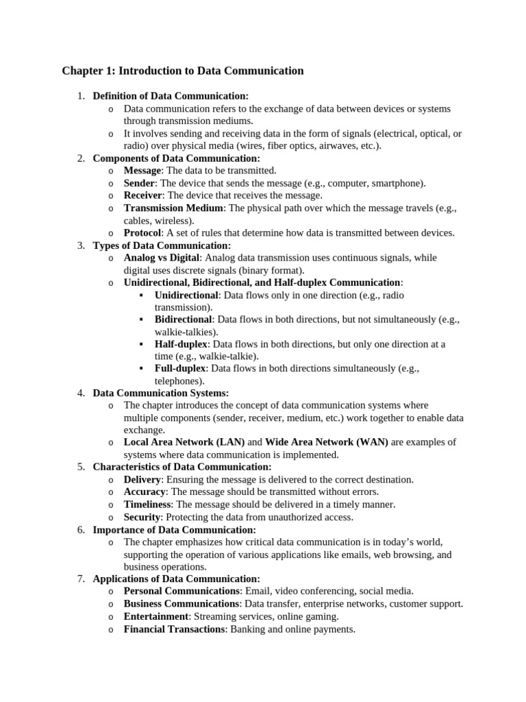 Chapter 1: Introduction To Data Communication | PDF | Modulation ...