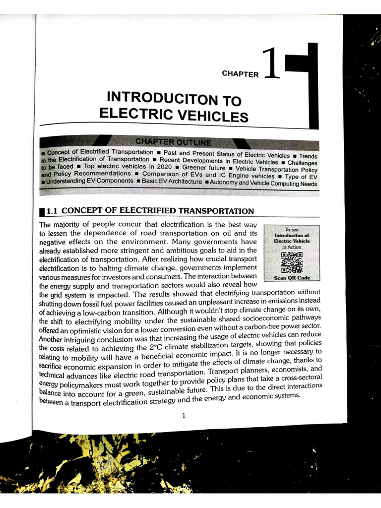 Electric vehicles Unit 1 pdf | PDF