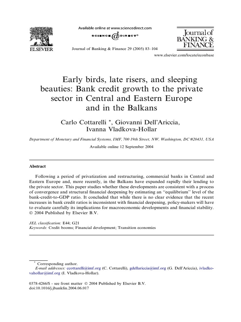 Early Birds, Late Risers, and Sleeping Beauties - Bank Credit Growth To ...