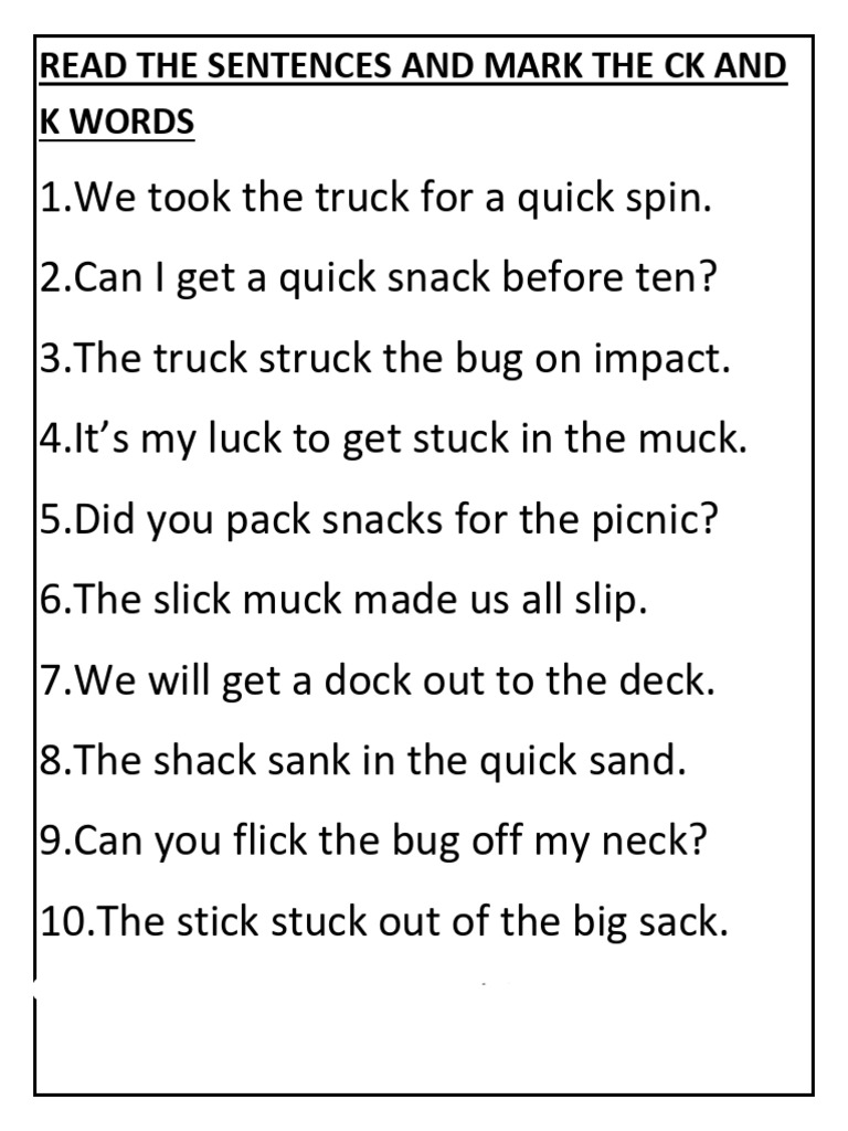 Sentence Reading and Marking Guide | PDF