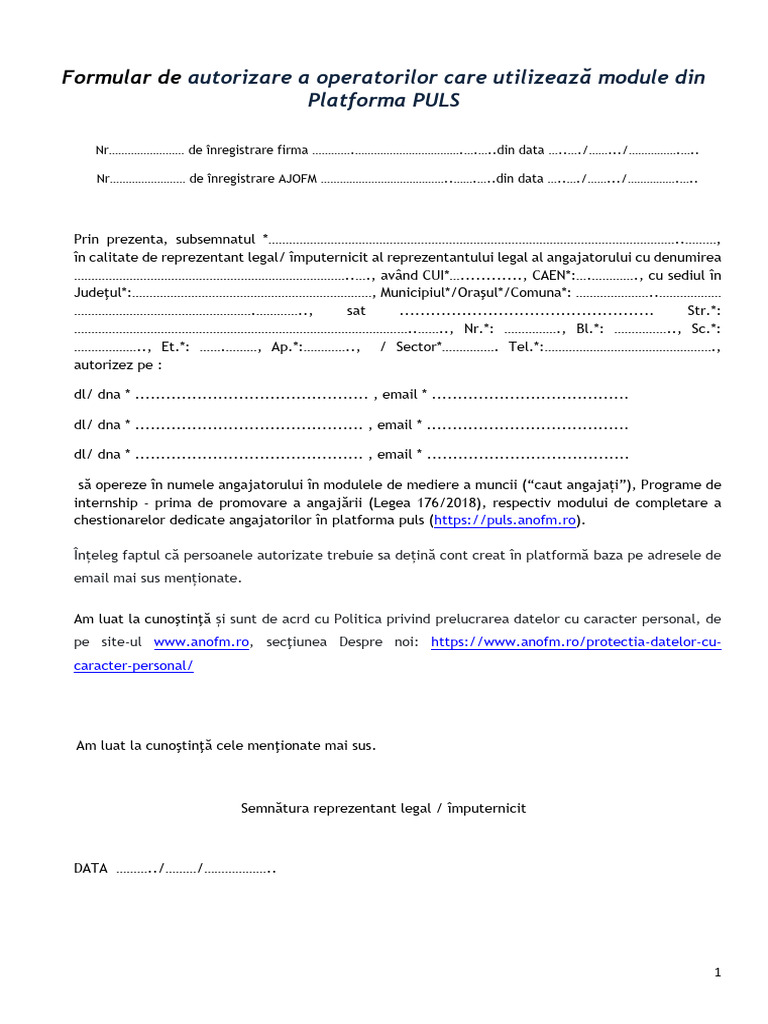 Formular Acces Puls | PDF