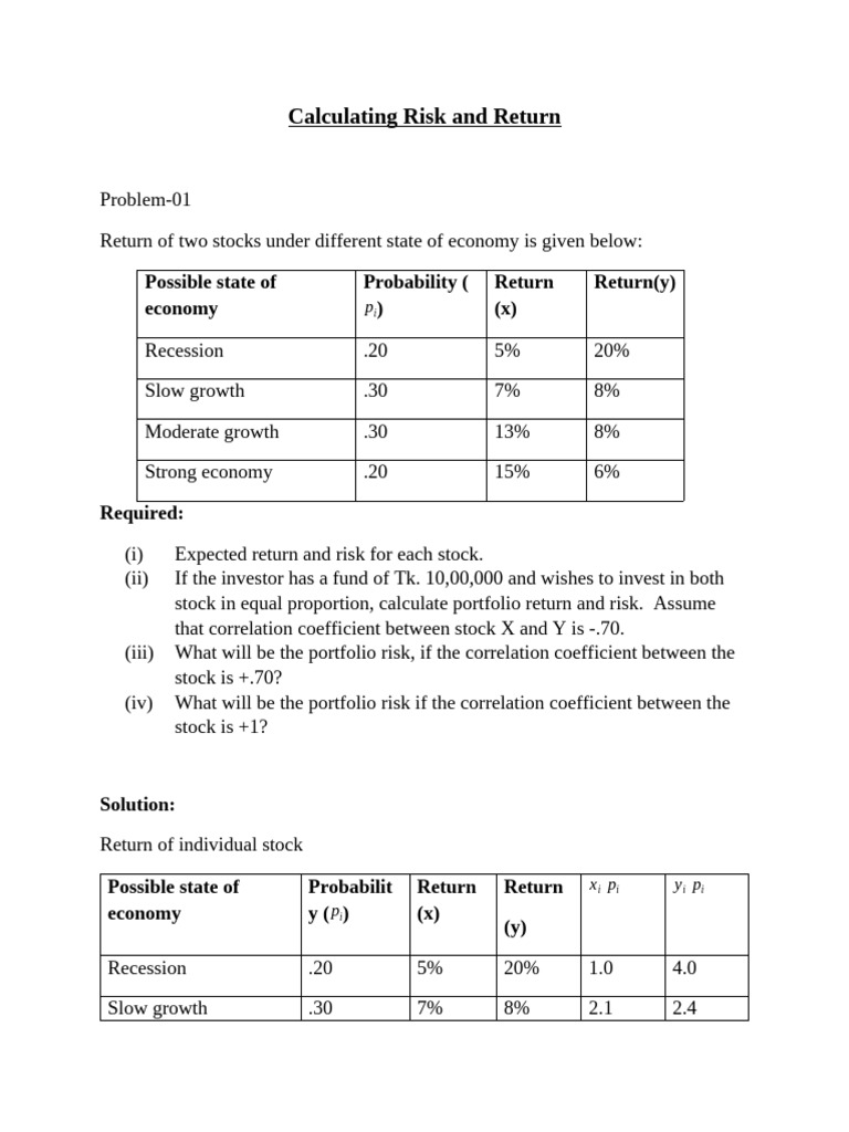 Calculating Portfolio Risk and Return | PDF | Financial Risk | Beta ...