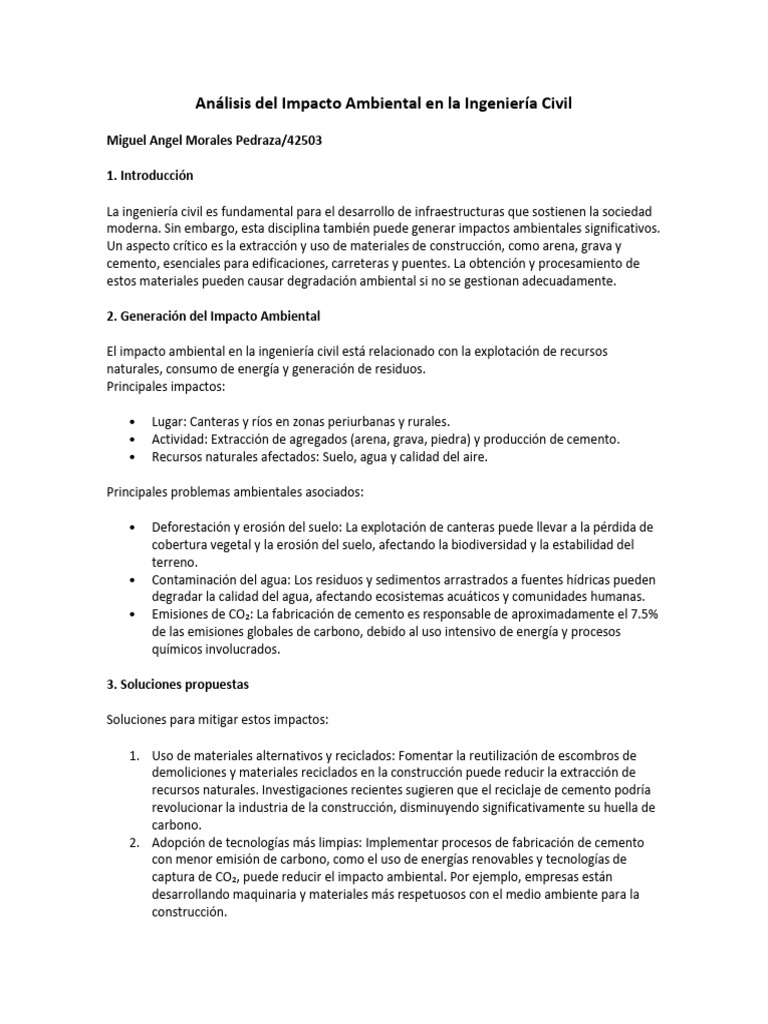 Impacto Ambiental en Ingeniería Civil | PDF | Entorno natural ...