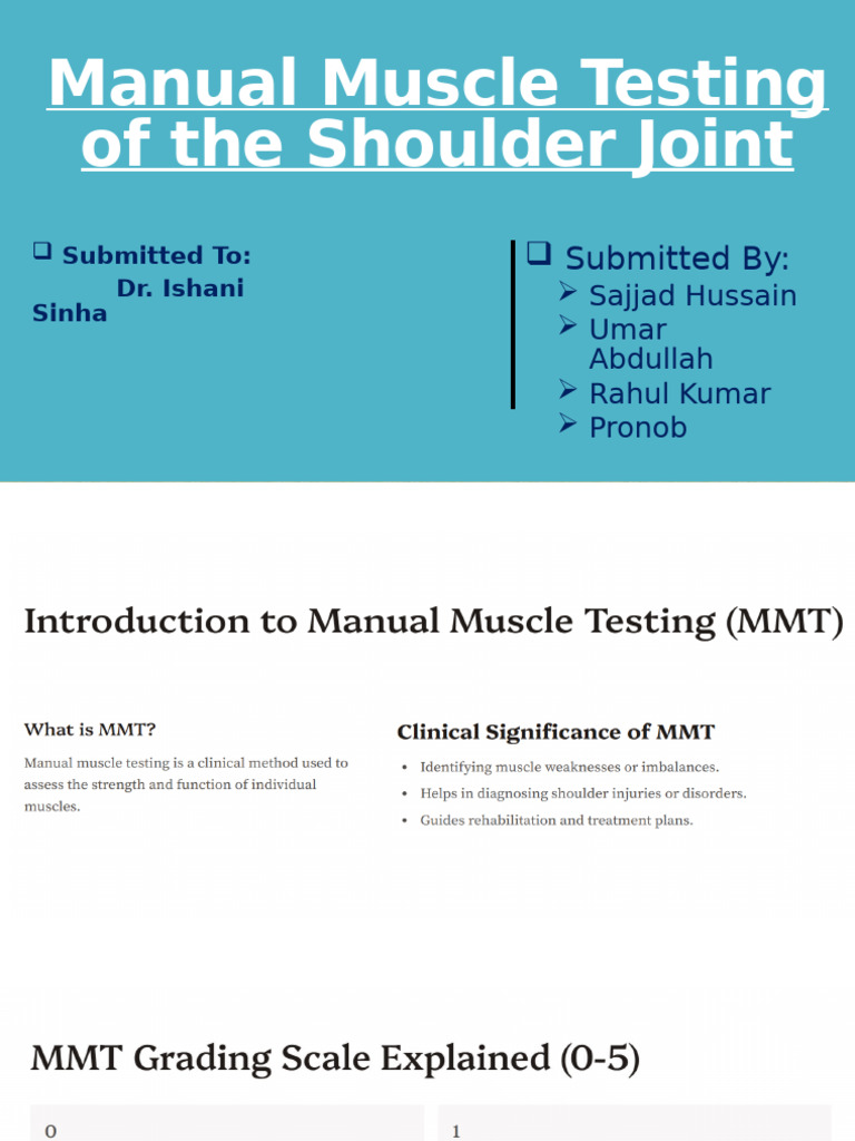Manual Muscle Testing for Shoulder Joint | PDF