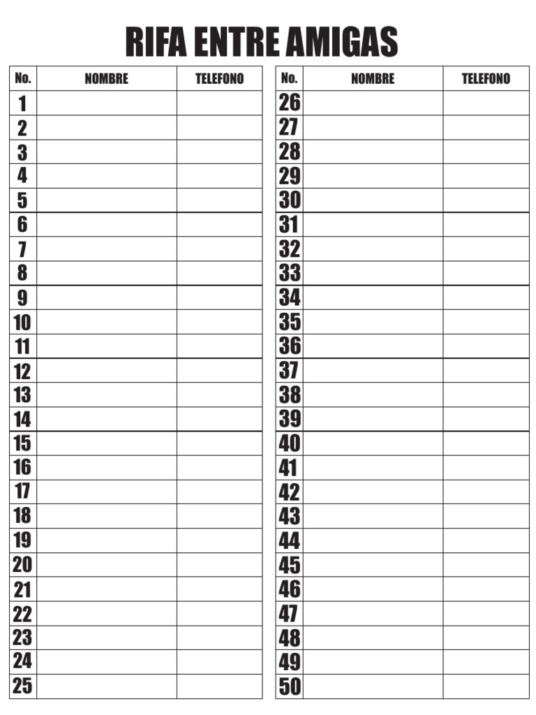 Rifa entre amigas: lista de participantes | PDF