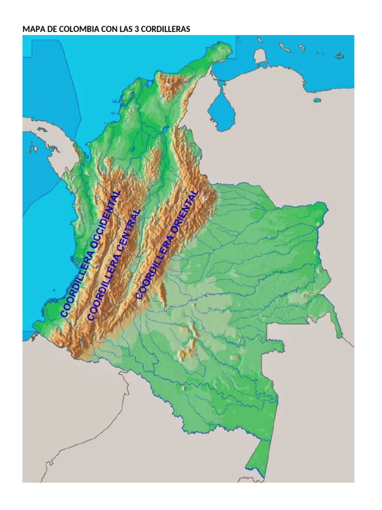 Mapa de Colombia Con Las 3 Cordilleras | PDF