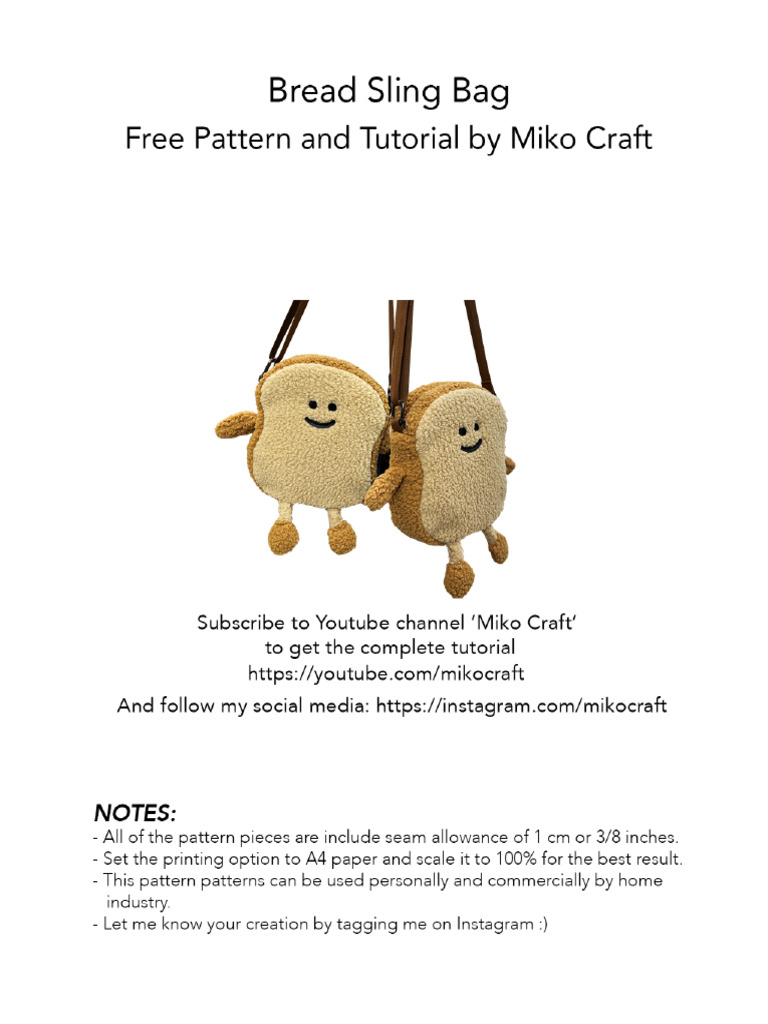 Bread Sling Bag - Free Pattern and Tutorial by Miko Craft | PDF