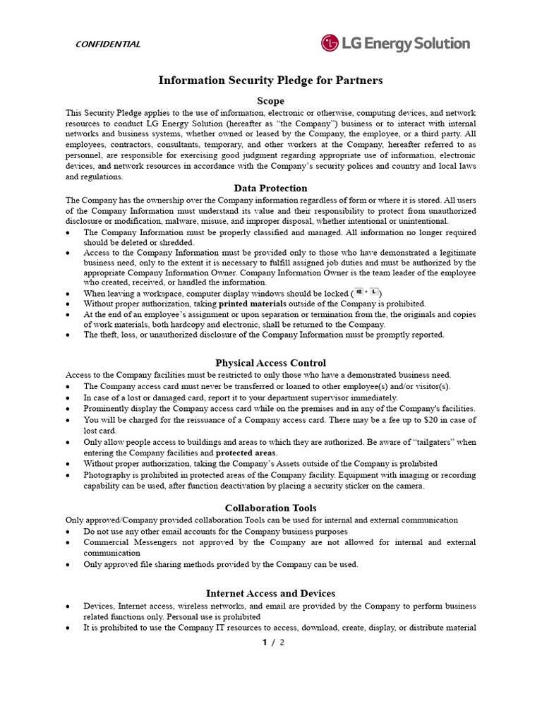 Information Security Pledge For Partners Final (NDA) | PDF ...