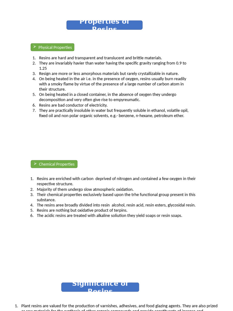 Properties and Uses of Resins | PDF | Resin | Chemical Compounds