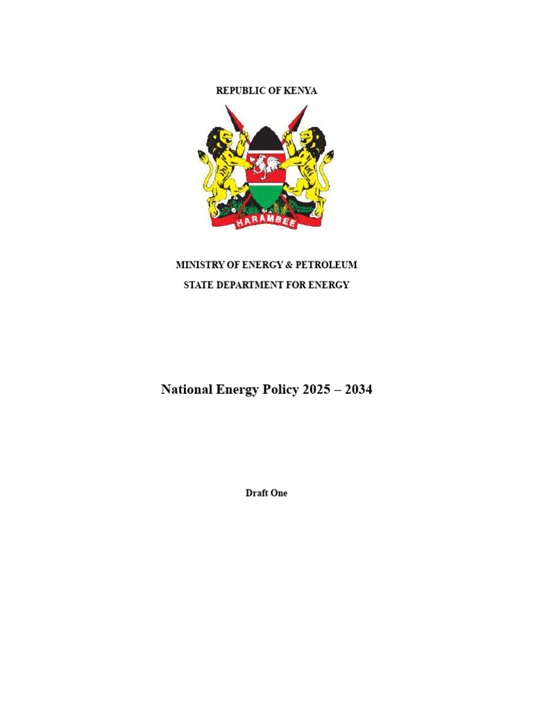 Kenya National Energy Policy 2025-2034 | PDF | Hydroelectricity ...