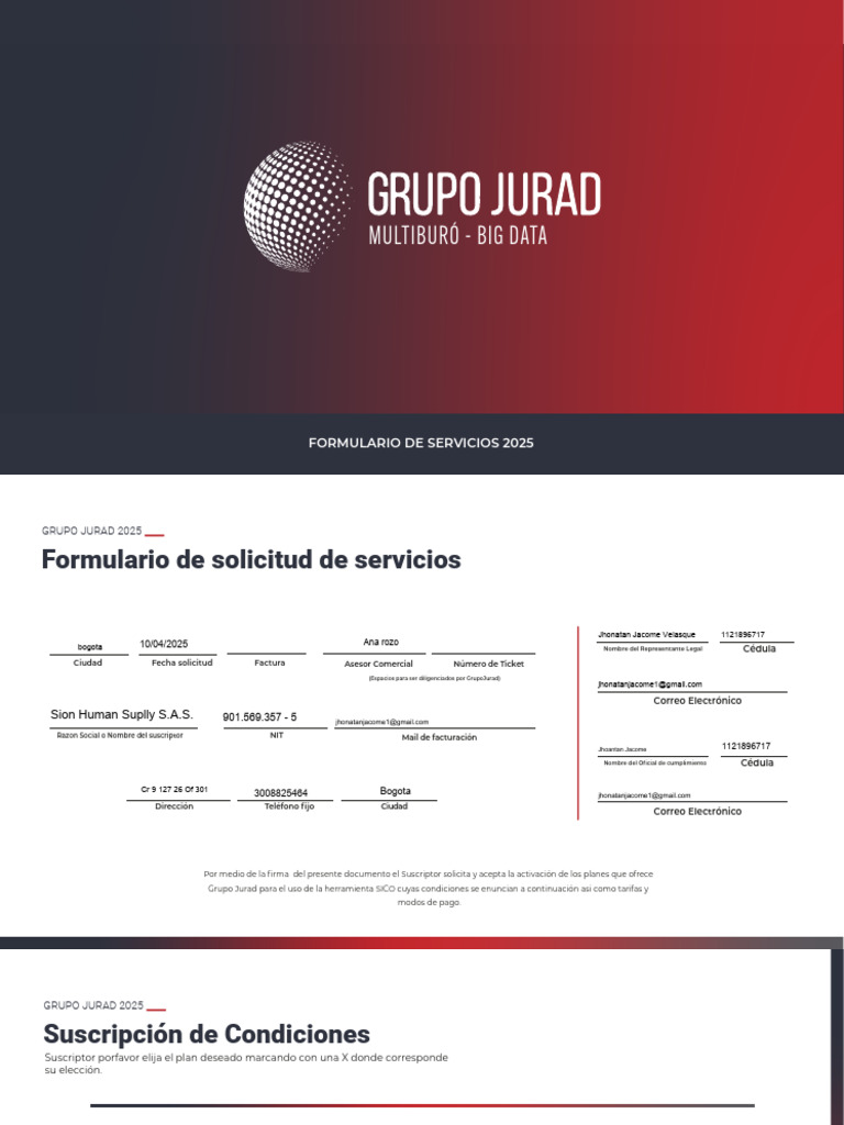 Solicitud de Servicios Grupo Jurad 2025 | PDF | Software | Informática