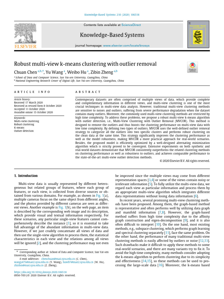 Robust Multi-View K-Means Clustering | PDF | Cluster Analysis | Robust ...