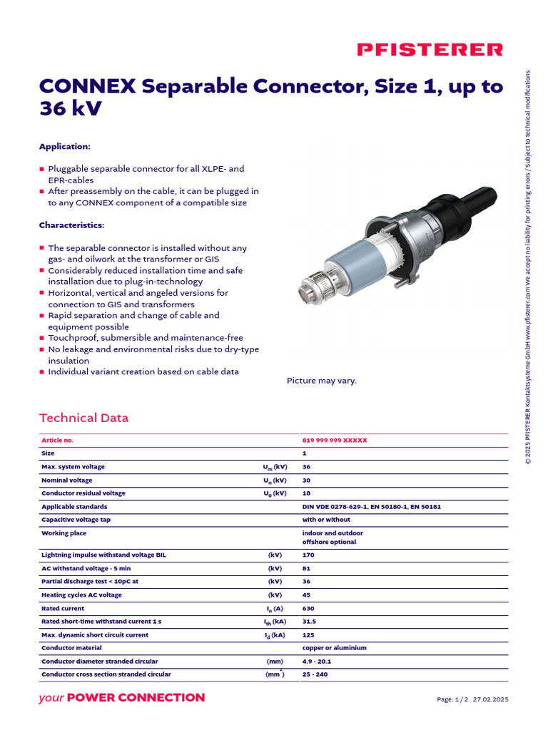 36 kV Separable Connector for Cables | PDF | Transformer | Electrical ...