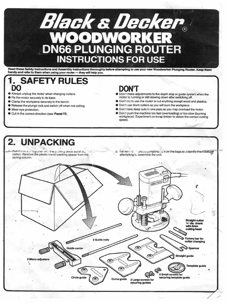 Black and Decker DN66 Plunging Router Instructions | PDF