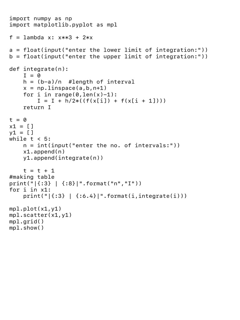 Numerical Integration with Numpy | PDF