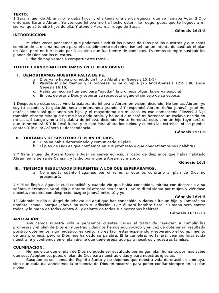 Confiando en el Plan de Dios | PDF | Abrahán | Ismael