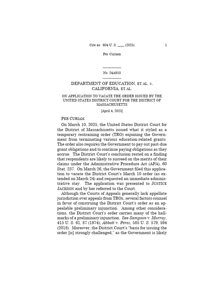 Supreme Court Ruling on Education Grants | PDF | Injunction | Supreme ...
