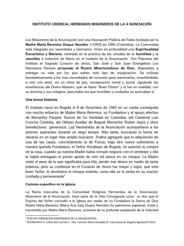 Misioneros de la Anunciación en Colombia | PDF | Iglesia Católica
