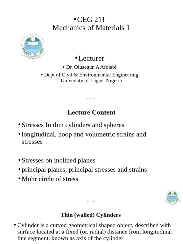 Mechanics of Materials: Thin Cylinders & Spheres | PDF | Stress ...