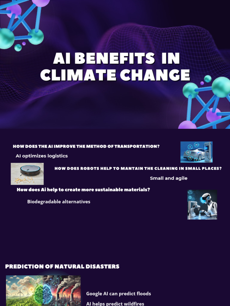 Potential AI Benefits in The Climate Change Field Presentation | PDF