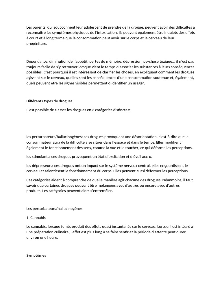 LES EFFETS DE LA DROGUE | PDF | Méthamphétamine | Médicaments
