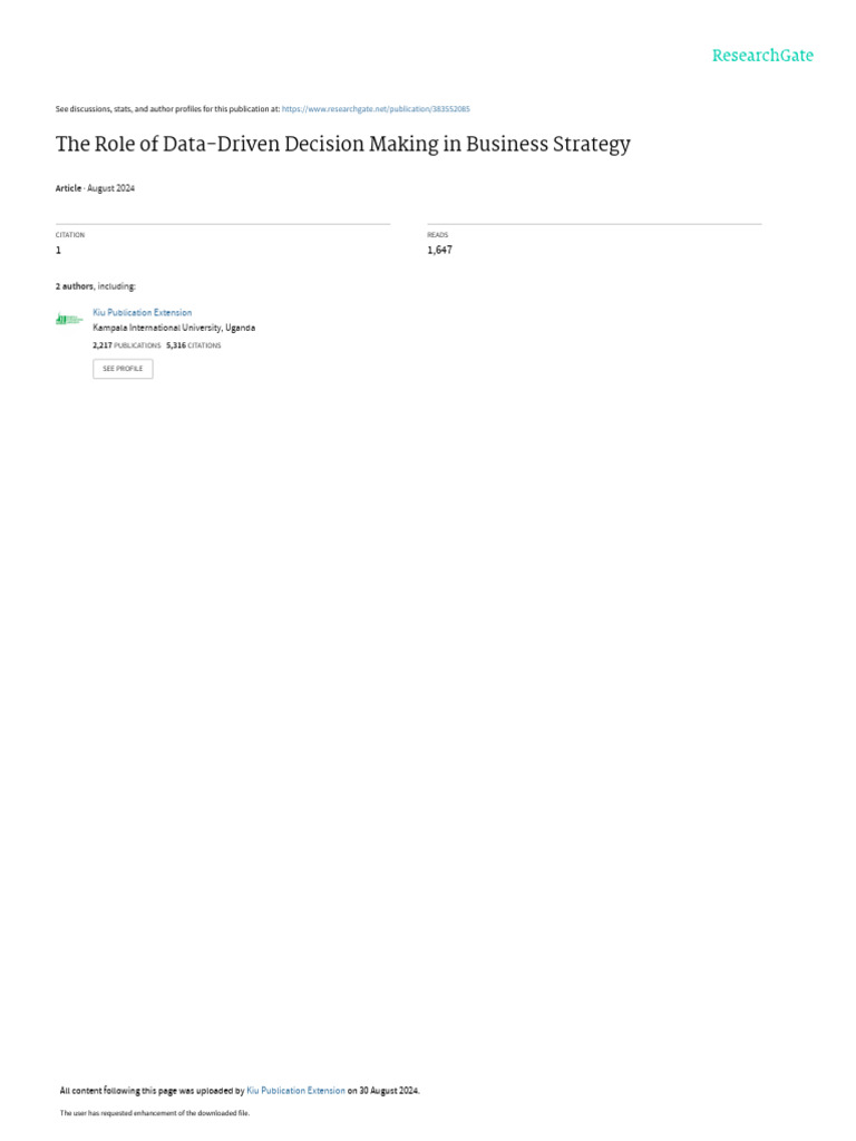 The Role of Data Driven Decision Makingin Business Strategy | PDF | Big ...