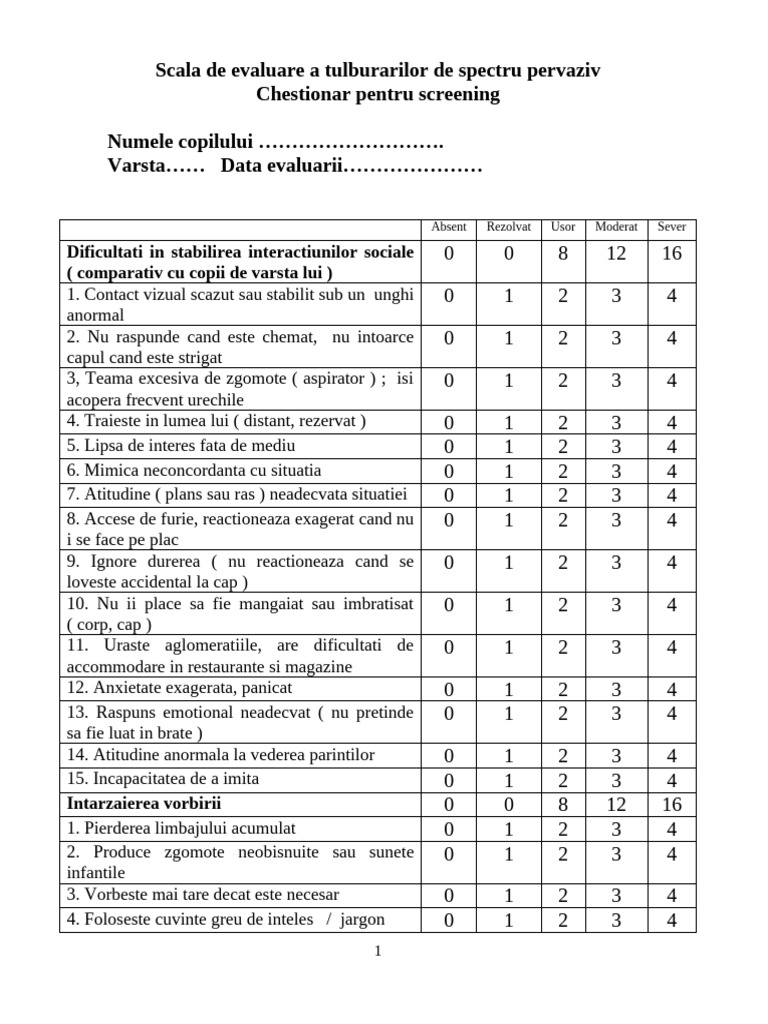 Scala de Evaluare PDD | PDF
