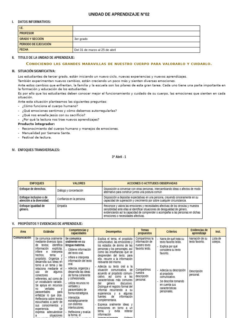 3° Grado - Unidad de Aprendizaje N°02 | PDF | Geometría | Aprendizaje