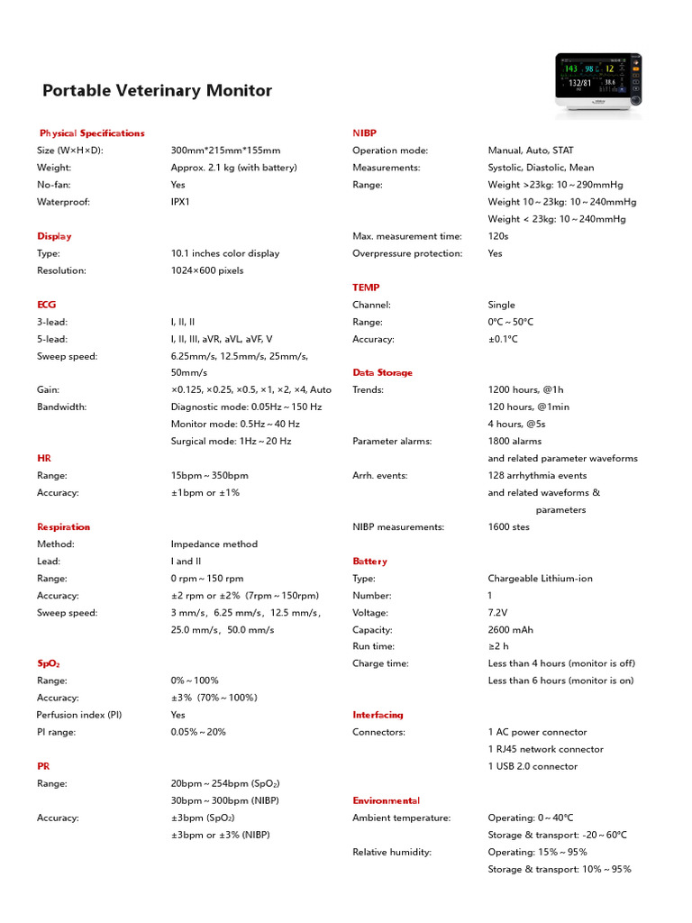 Vetal 3 Portable Veterinary Monitor | PDF | Cardiovascular Physiology ...