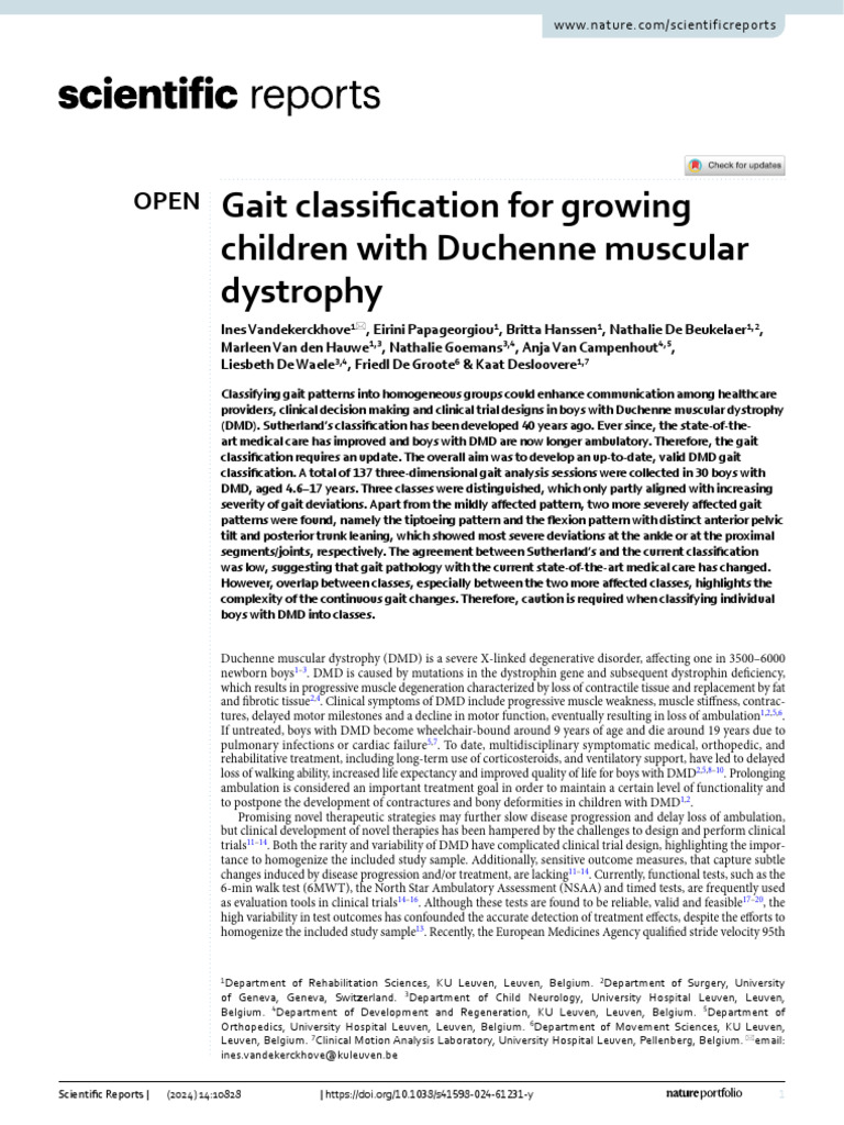 Gait Classification in Duchenne Muscular Dystrophy | PDF | Principal ...