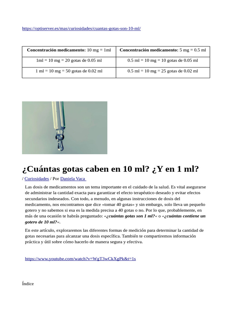 Gotas en Mililitros: Guía Práctica | PDF | Medicamentos con receta ...