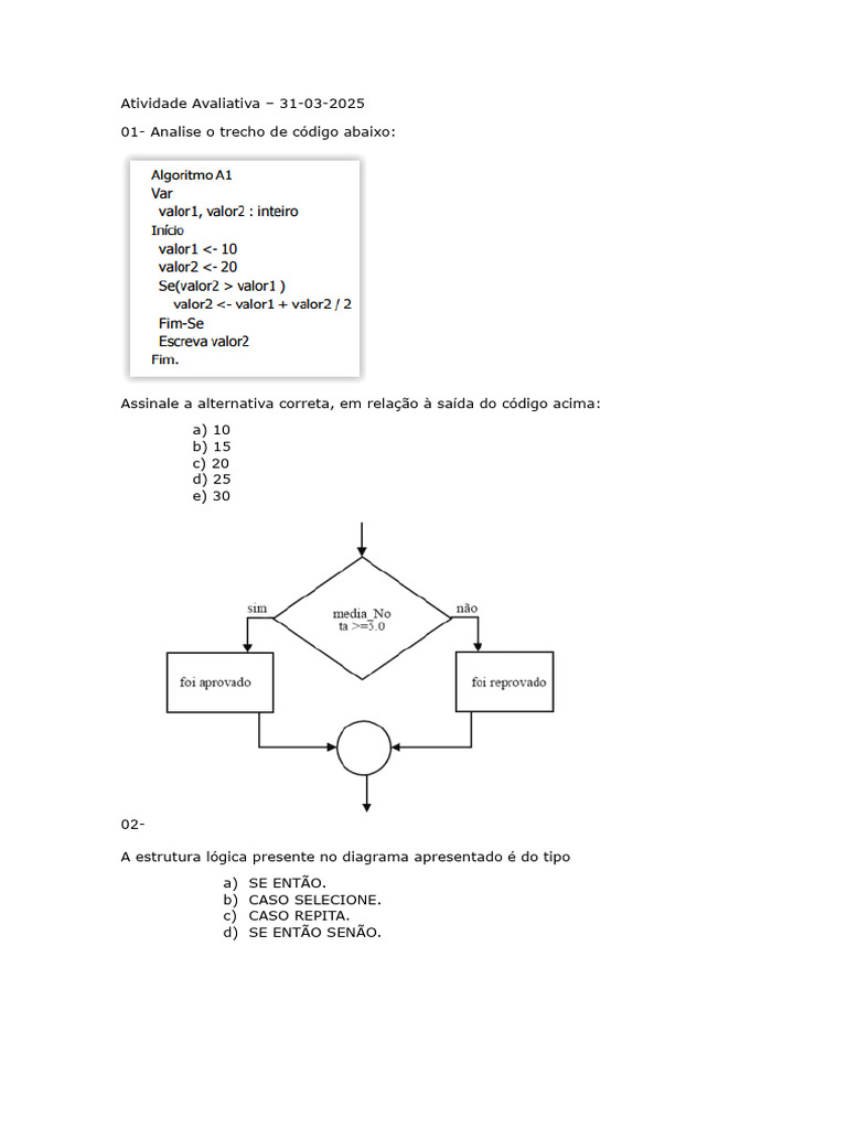 Atividade Avaliativa de Algoritmos e C++ | PDF