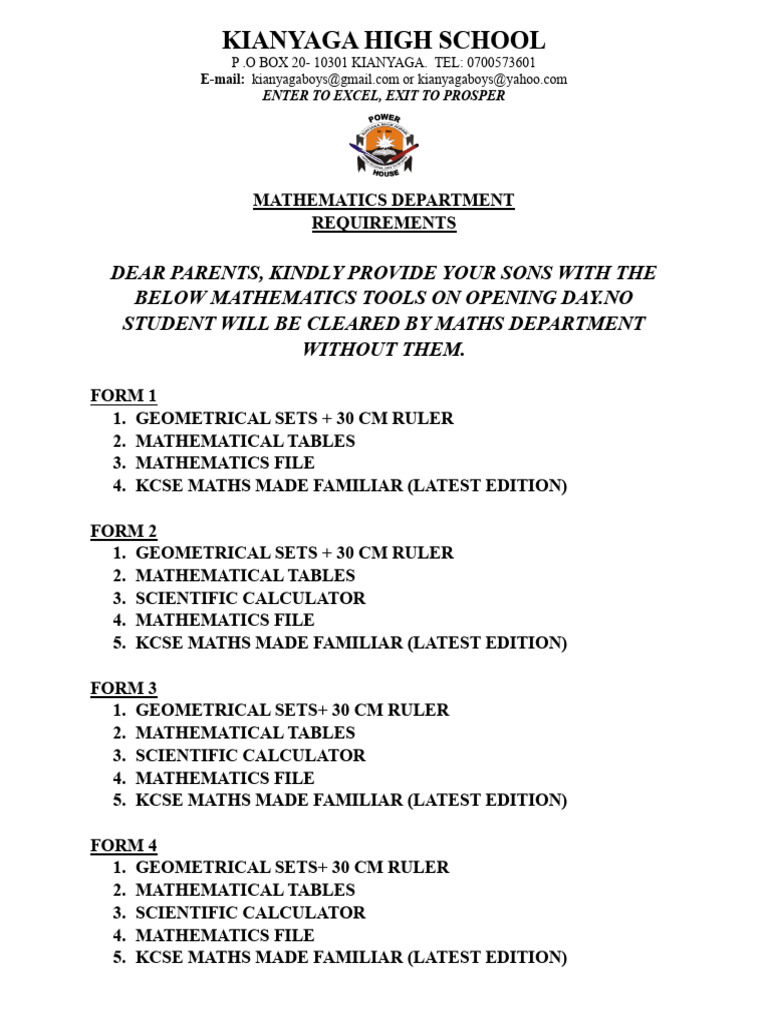 Maths Tools Required for Students | PDF