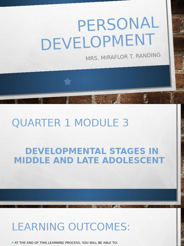 Personal Development q1m3 | PDF | Adolescence | Psychological Concepts