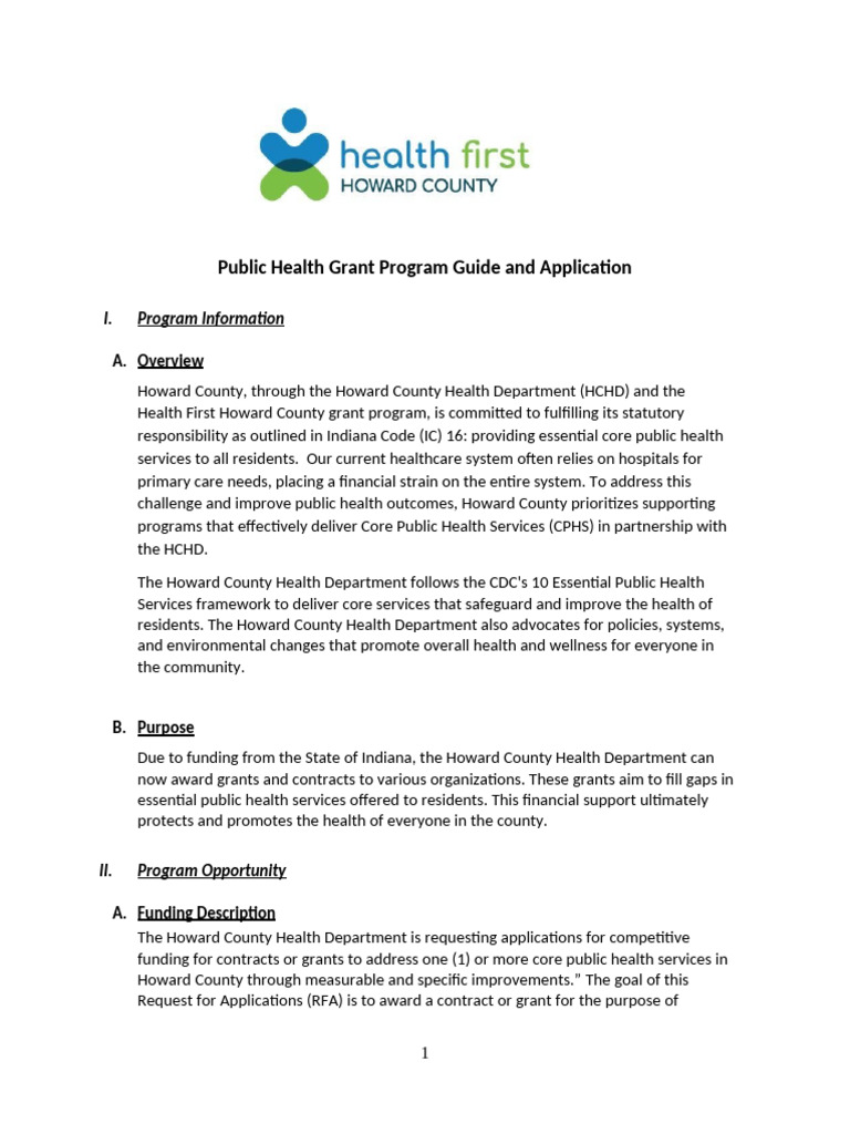 Howard County Public Health Grant Guide | PDF | Public Health ...