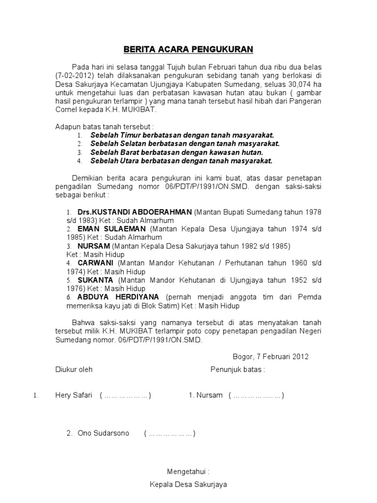 Berita Acara Pengukuran