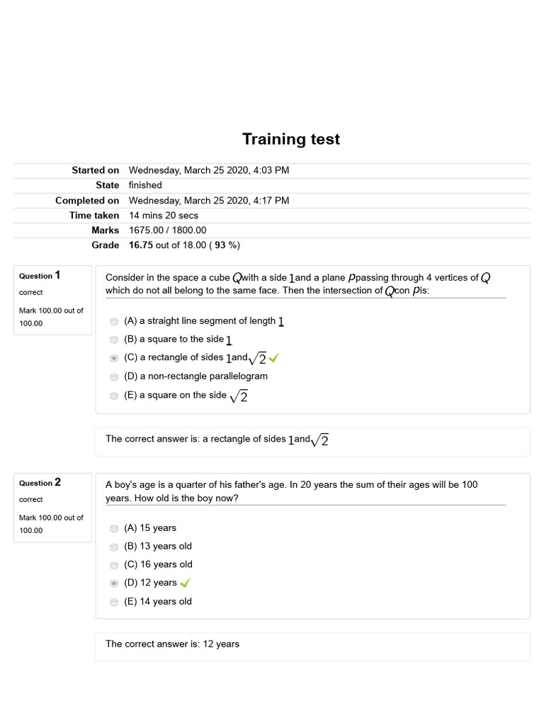 Training Test: Started On State Completed On Time Taken Marks Grade 16. ...