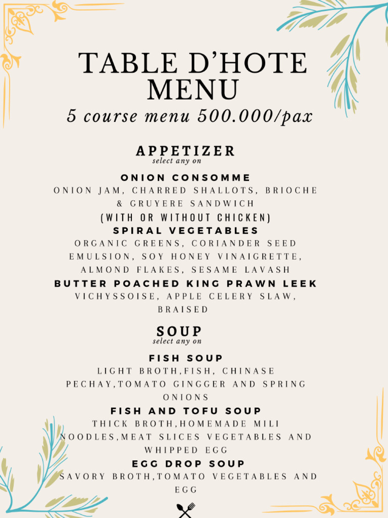 Modern Table Arrangement Menu PDF | PDF