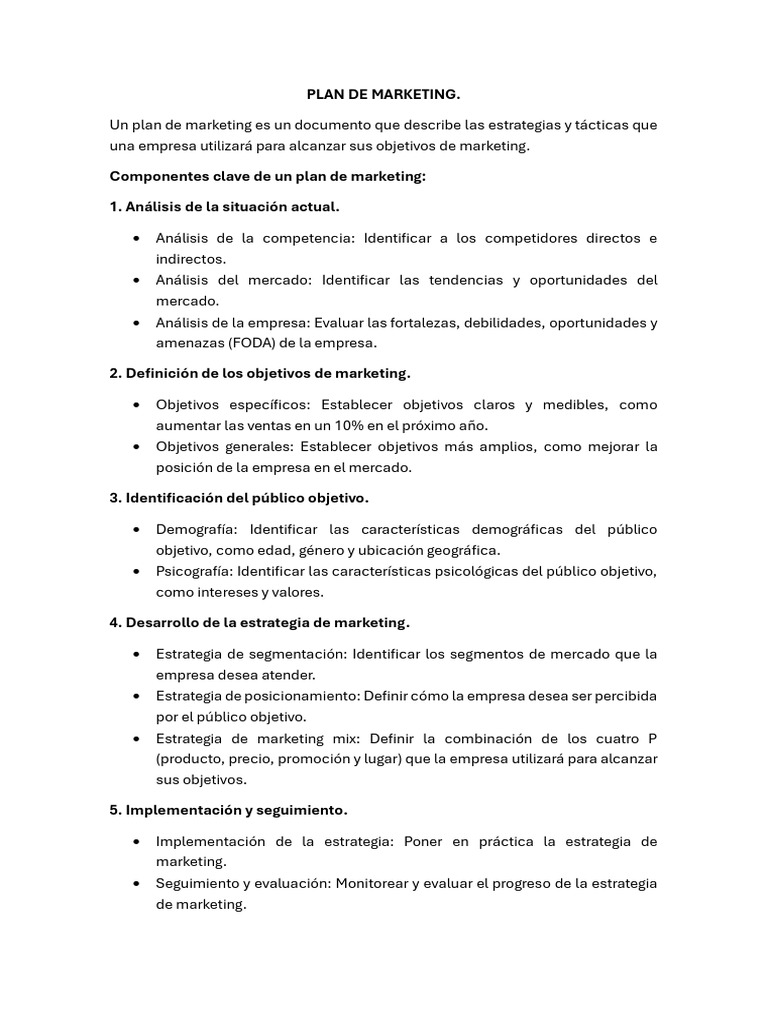 Guía Completa del Plan de Marketing | PDF | Marketing | Business