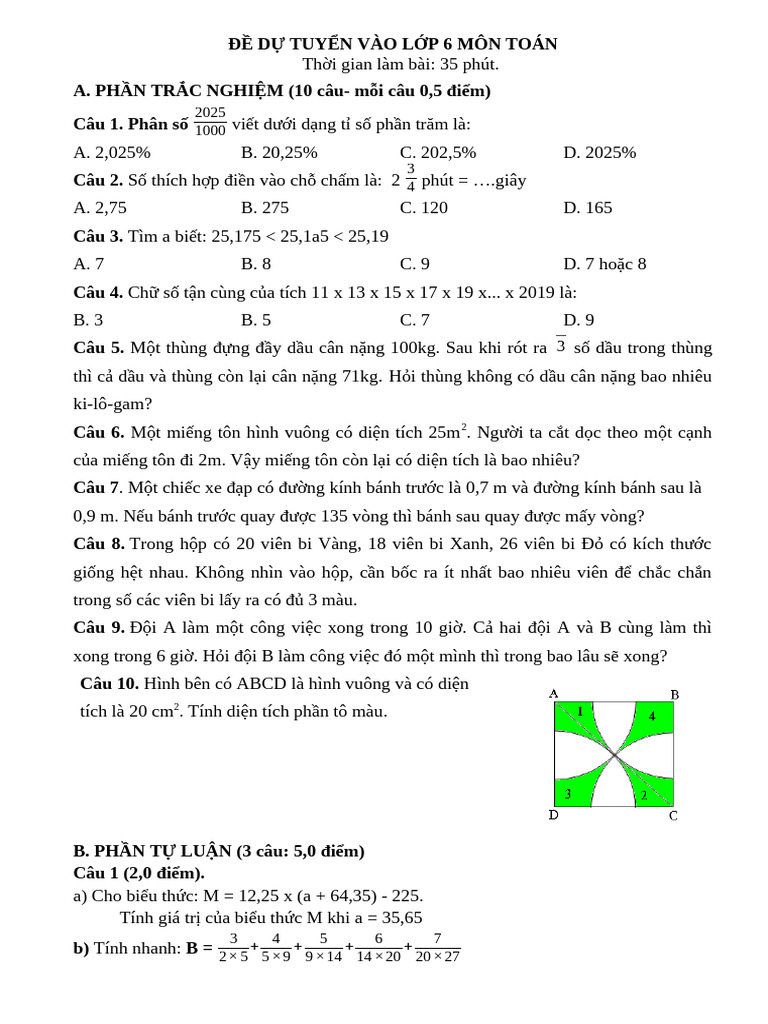 Đề KT Số 1 | PDF