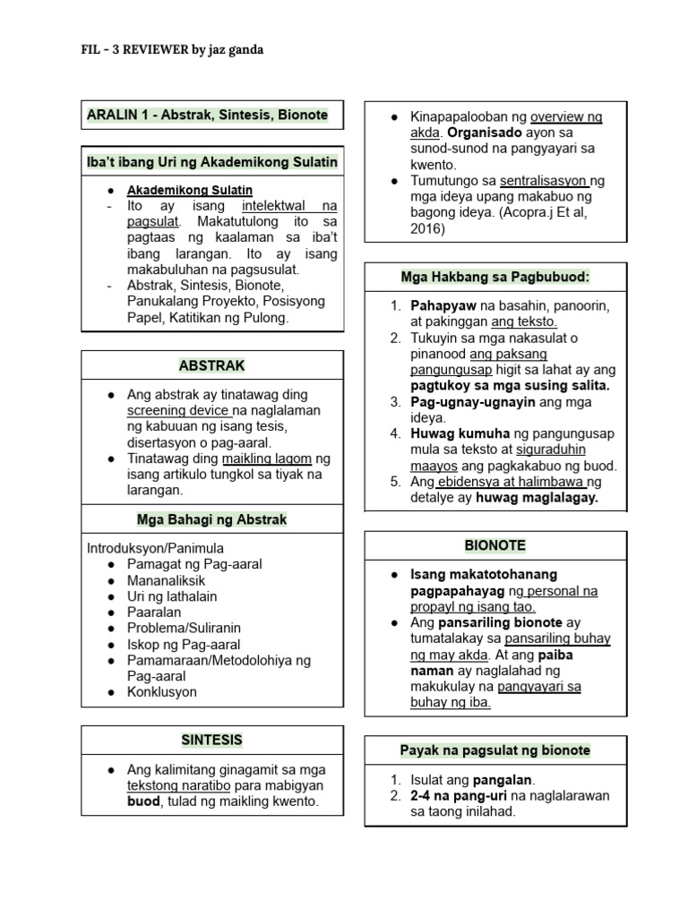 Fil 3 Reviewer DD | PDF