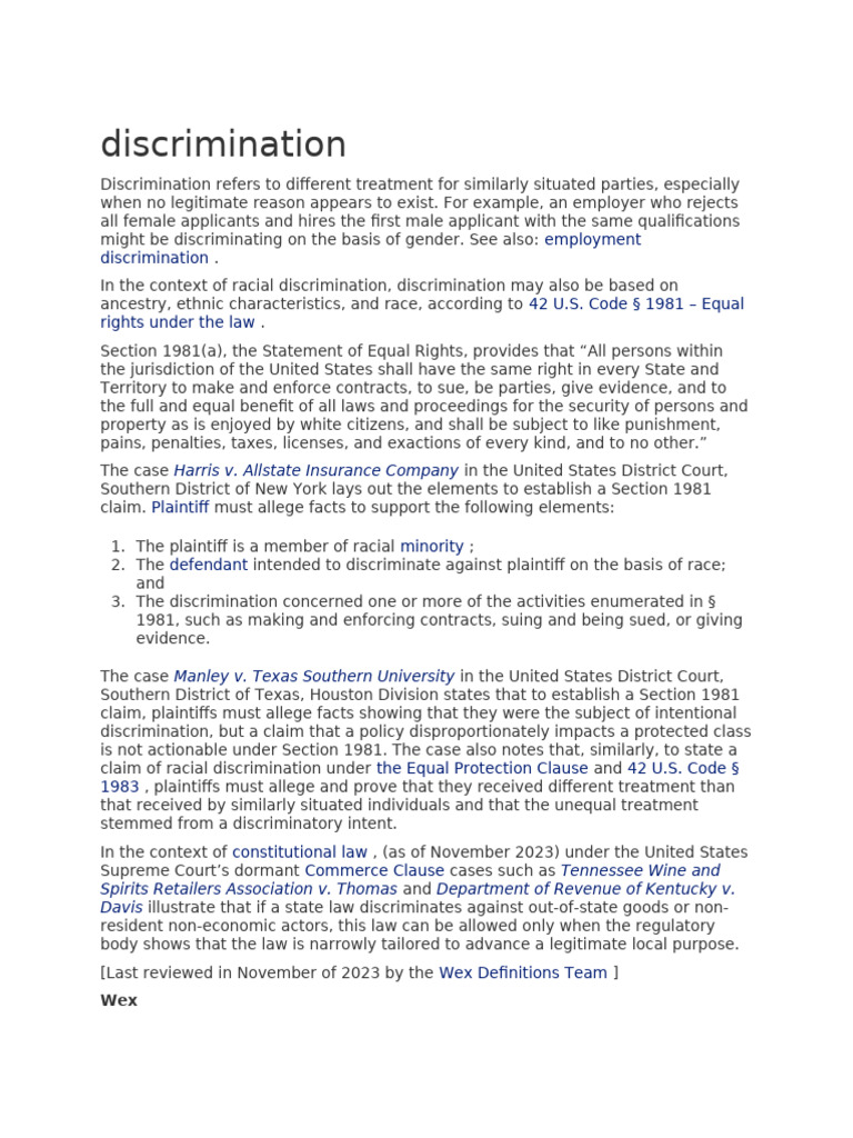 Understanding Discrimination Law Basics | PDF | Discrimination | United ...