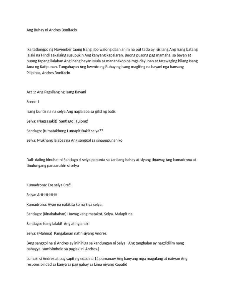 Script-The Life of Andres | PDF